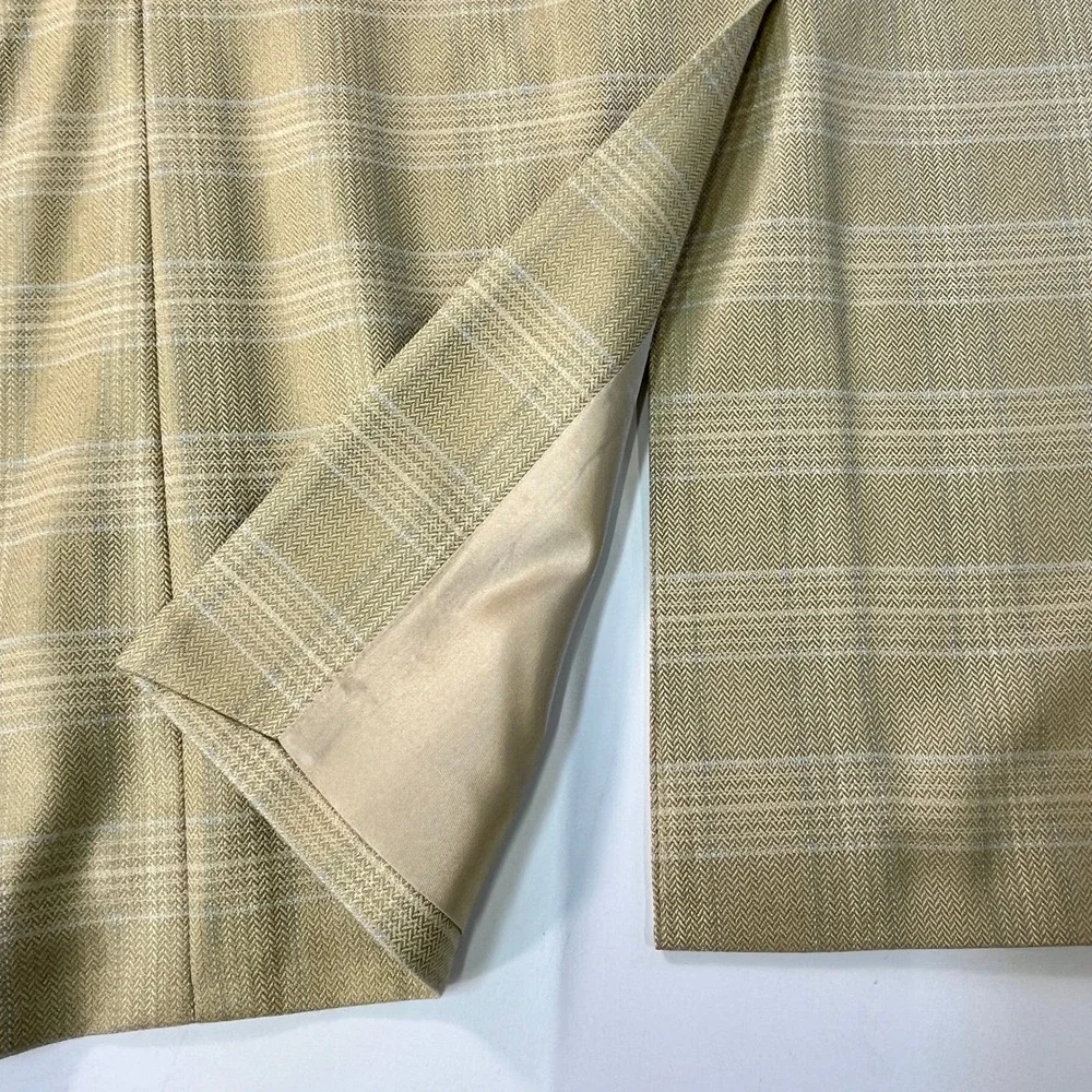 New Arnold Brant Bamboo Two Button Jacket Blazer Mens Beige Plaid Sz 42L $495new